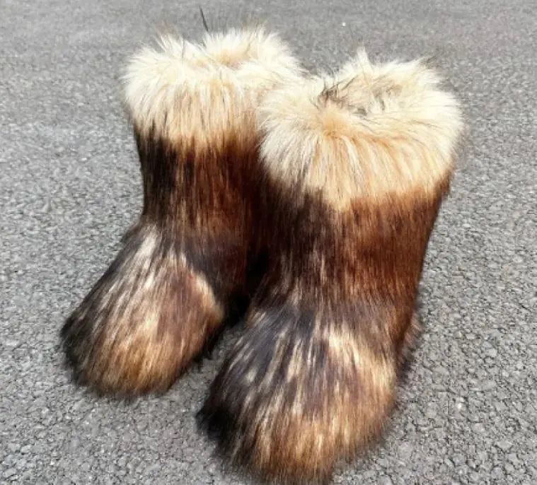 Raccoon Fur Snow Boots