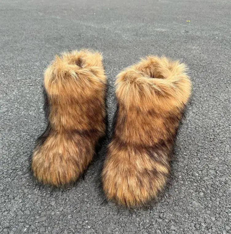 Raccoon Fur Snow Boots