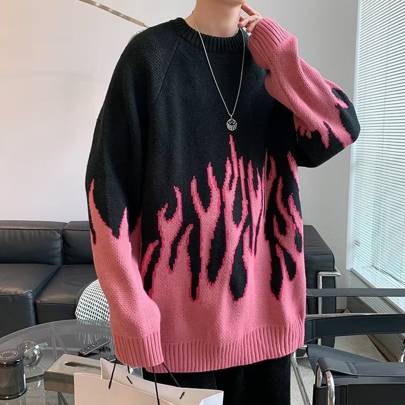 Fire Knitted Sweater pink