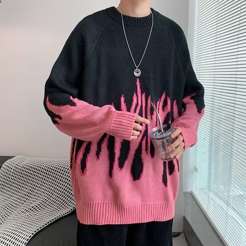 Fire Knitted Sweater pink 2