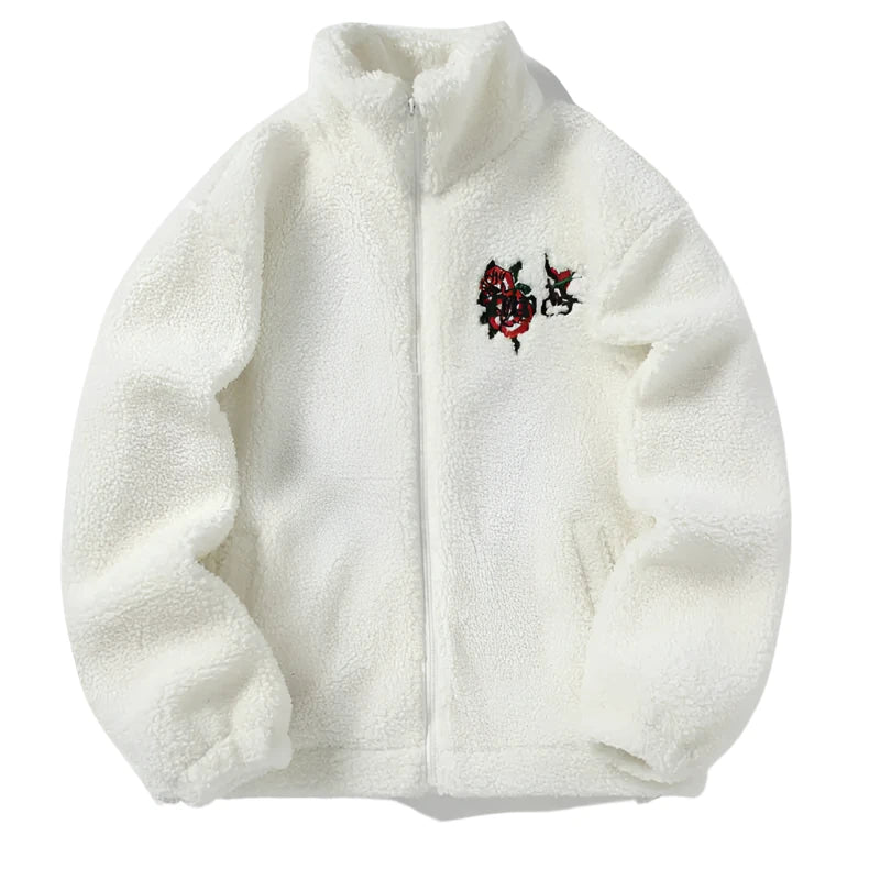 Flower Embroidery White Jacket