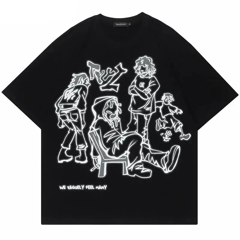 Harajuku Girl Cat Black T-Shirt