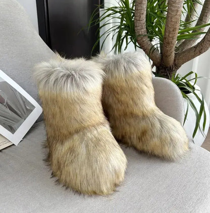 Raccoon Fur Snow Boots