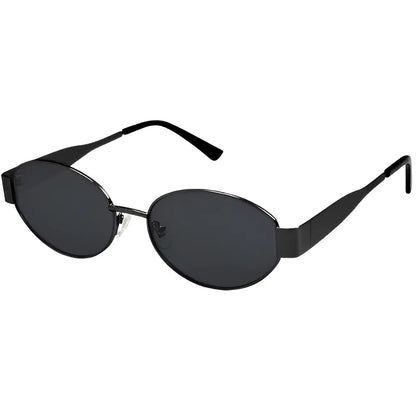 Oval metal black sunglasses