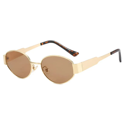 Oval metal brown sunglasses