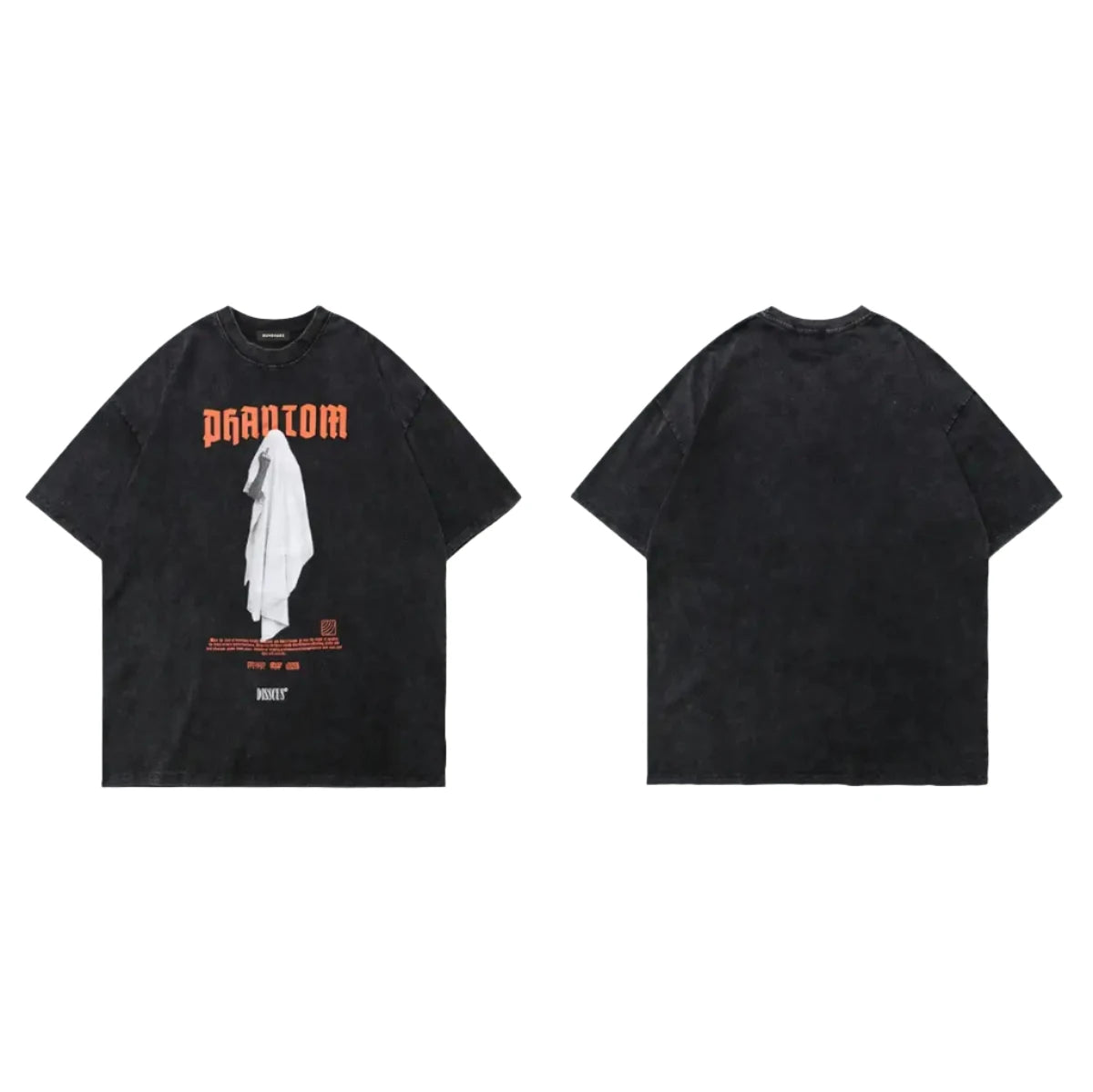 Phantom Oversized Black T-Shirt Front and Back