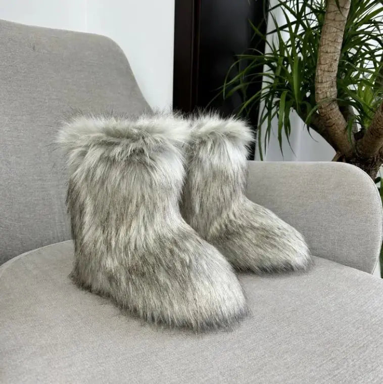 Raccoon Fur Snow Boots