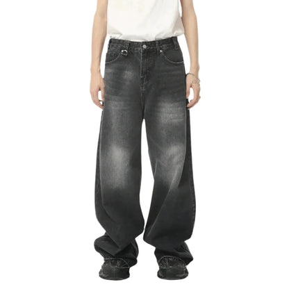 Retro Wide Leg Black Baggy Jeans