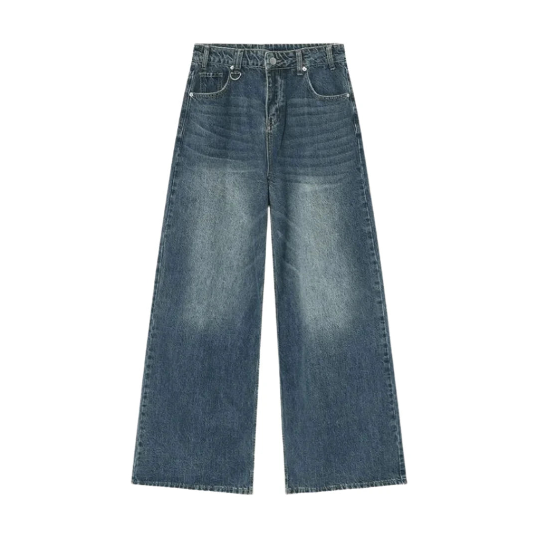 Retro Wide Leg Blue Baggy Jeans