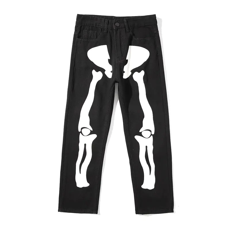 Skeleton Print Black Jeans