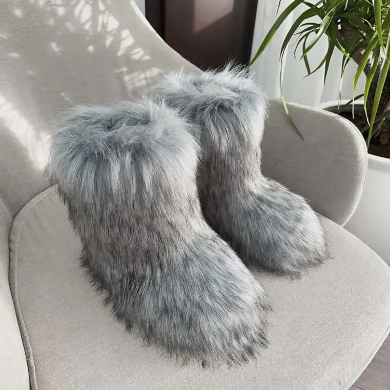 Raccoon Fur Snow Boots