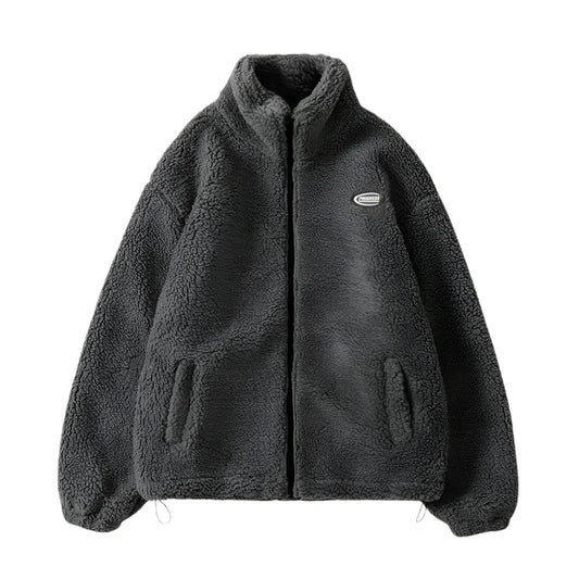 Winter Fleece Zip-Up Gray Jacket