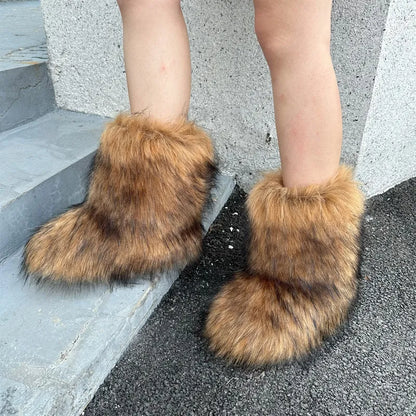 Raccoon Fur Snow Boots