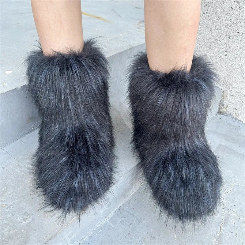 Raccoon Fur Snow Boots