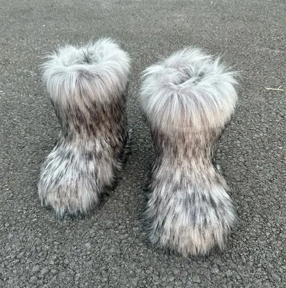 Raccoon Fur Snow Boots